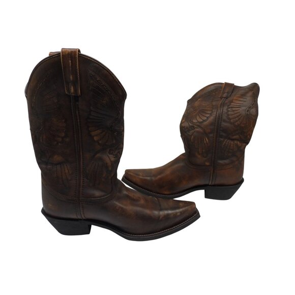 Laredo Men's 10" Cowboy Pointed Toe Leather Western Boots 70002 Brown Size 9D - Picture 6 of 8